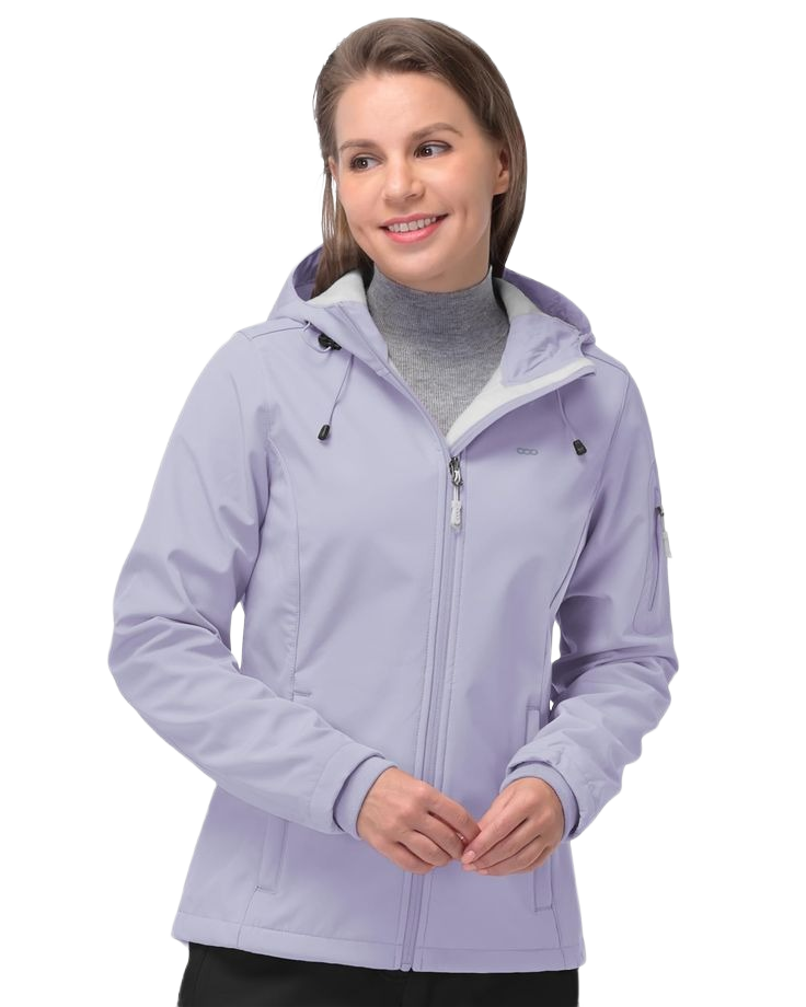 33,000ft Women_s Waterproof Jacket, Ladies Lightweight Hooded Softshell Jacket Windproof Fleece Rain Jacket for Outdoor Hiking