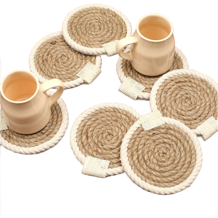 Coffee Table Coasters Set of 12 - Cup Mat Drink Hot Pads Mats Set - Brown_Cream