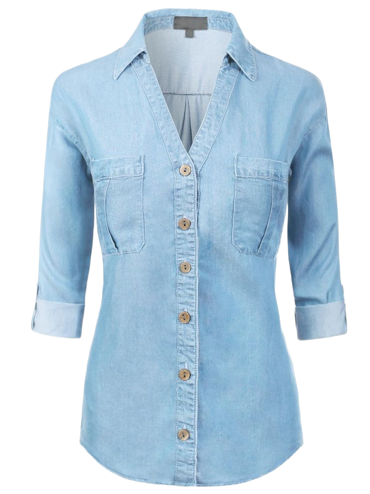 Denim Chambray V-Neck Tencel