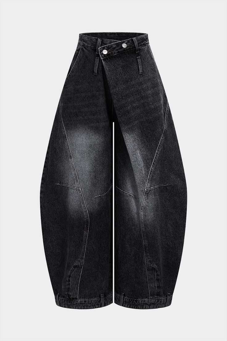 Denim Washed High Waist Barrel Jeans