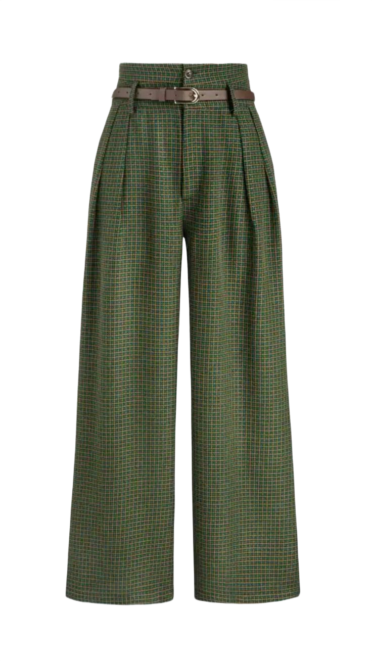 High Waist Belted Wide Leg Trousers