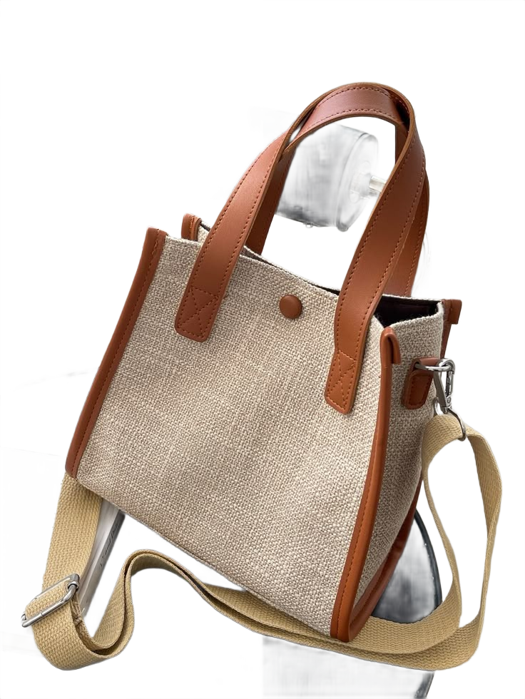 Jute Minimalist Snap Button Square Bag