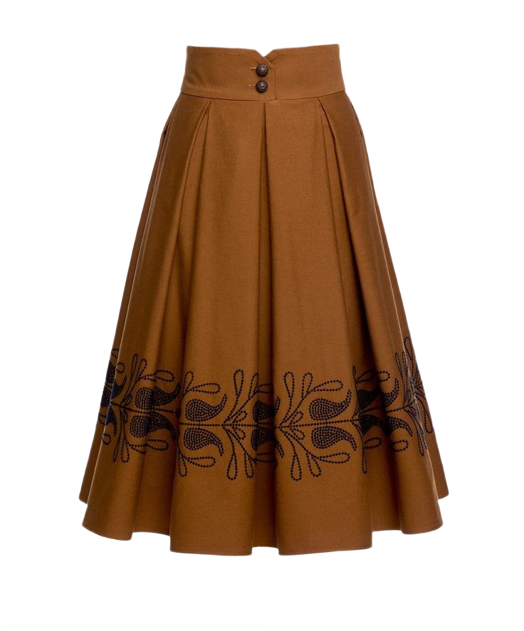 Khaki Twill A-Line Skirt