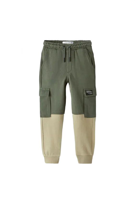 Khaki dual fabric Outobo jogging bottoms
