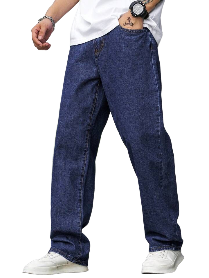 Manfinity Hypemode Men_s Loose Slant Pocket semi wide Leg Jeans