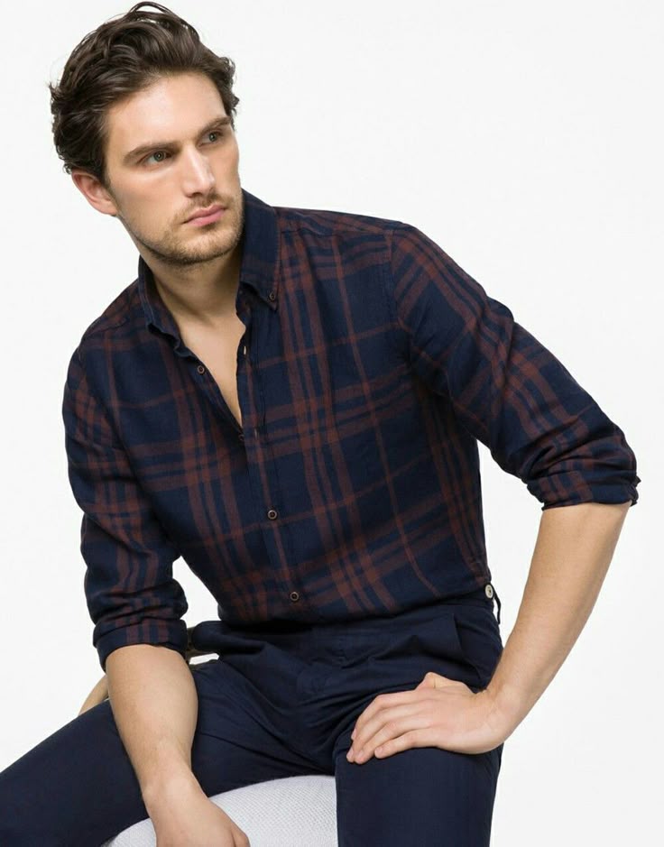 Men Beige Cotton Slim checkered Shirt (5)