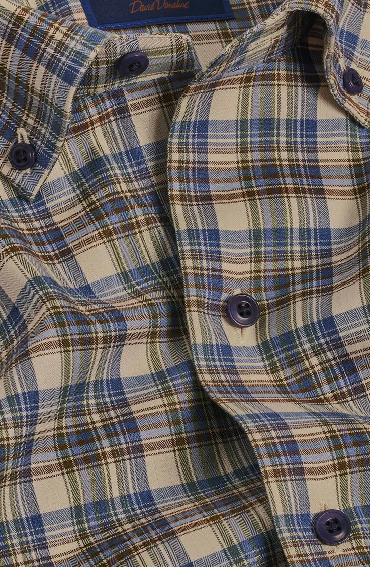 Men Beige Cotton Slim checkered Shirt (6)