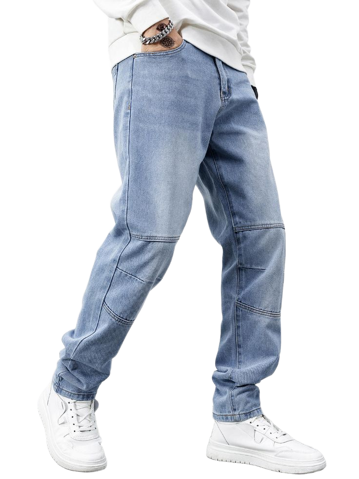 Men Bleach Wash Slant Pocket Jeans