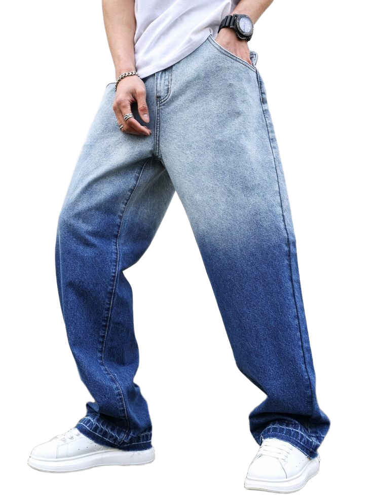 Men_s Gradient Color Denim Pants With Side Pockets 1