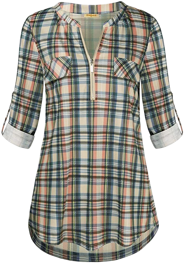 Plaid Zip-Front