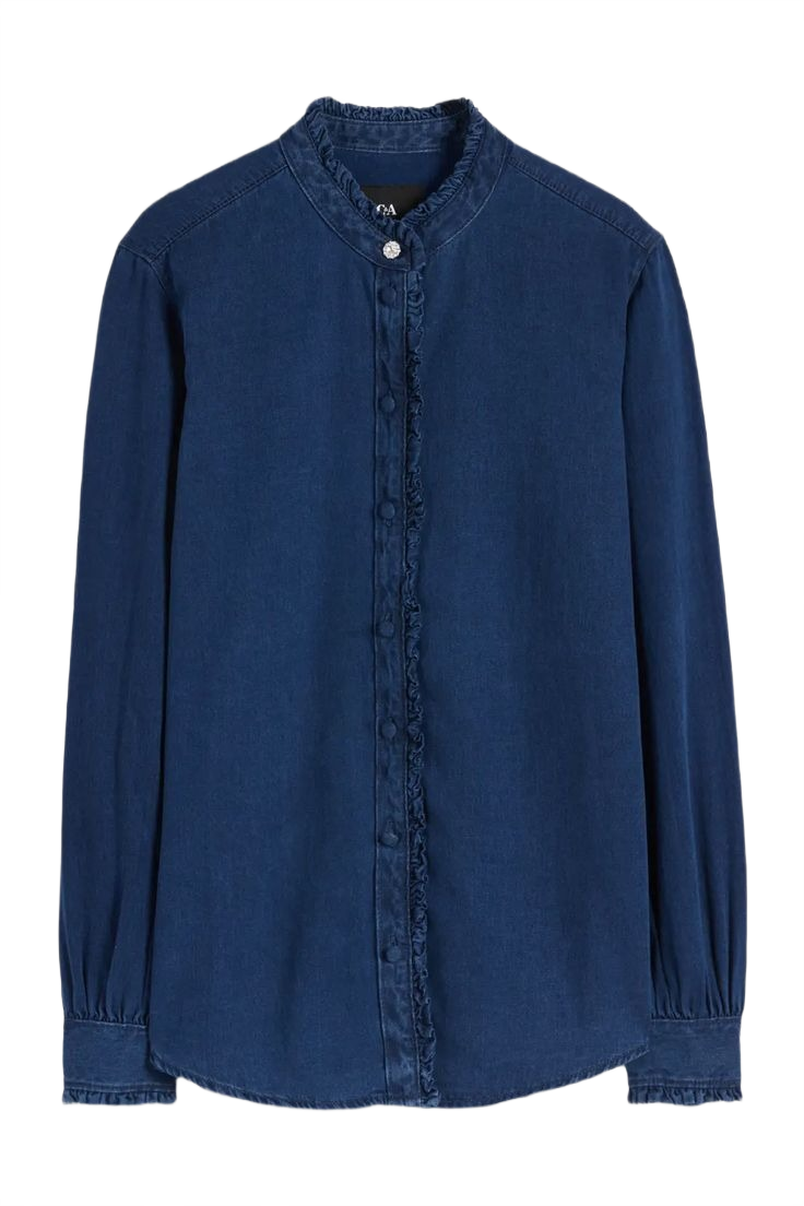 Ruffled Denim Blouse