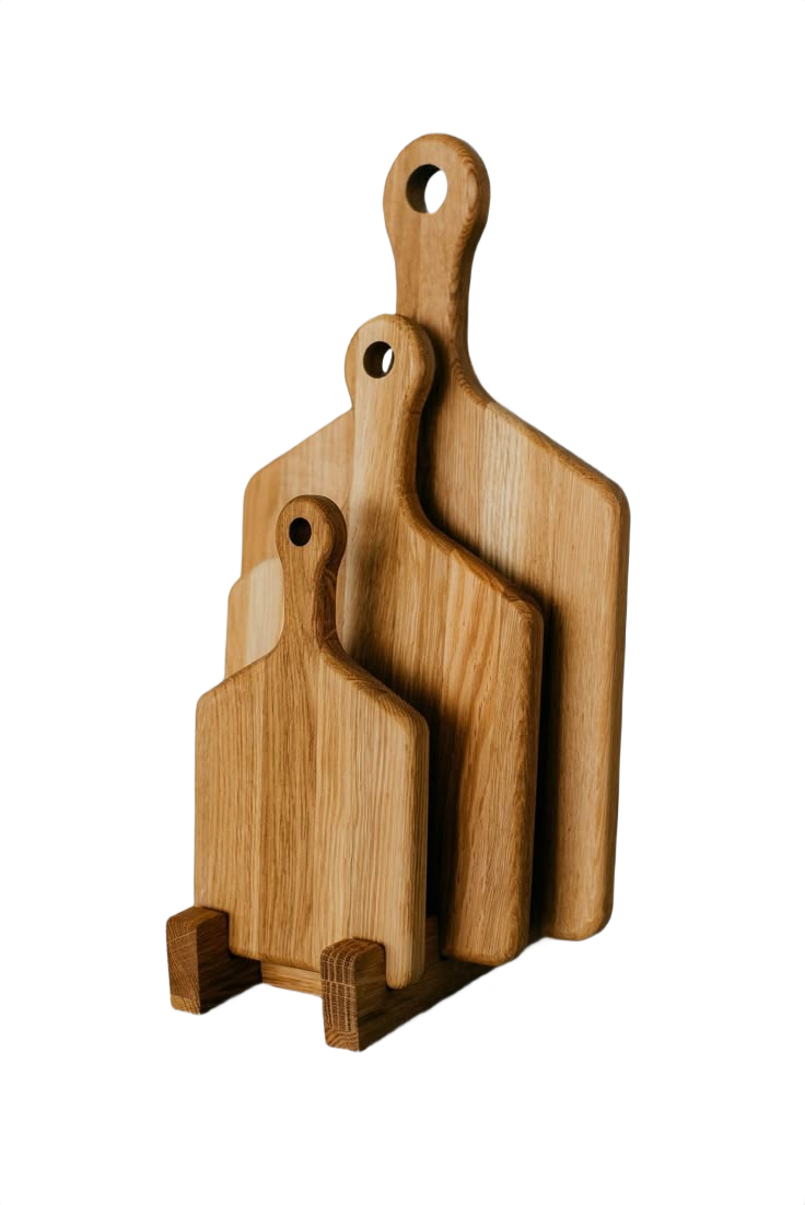 Set of 3 Wooden cutting board with handle