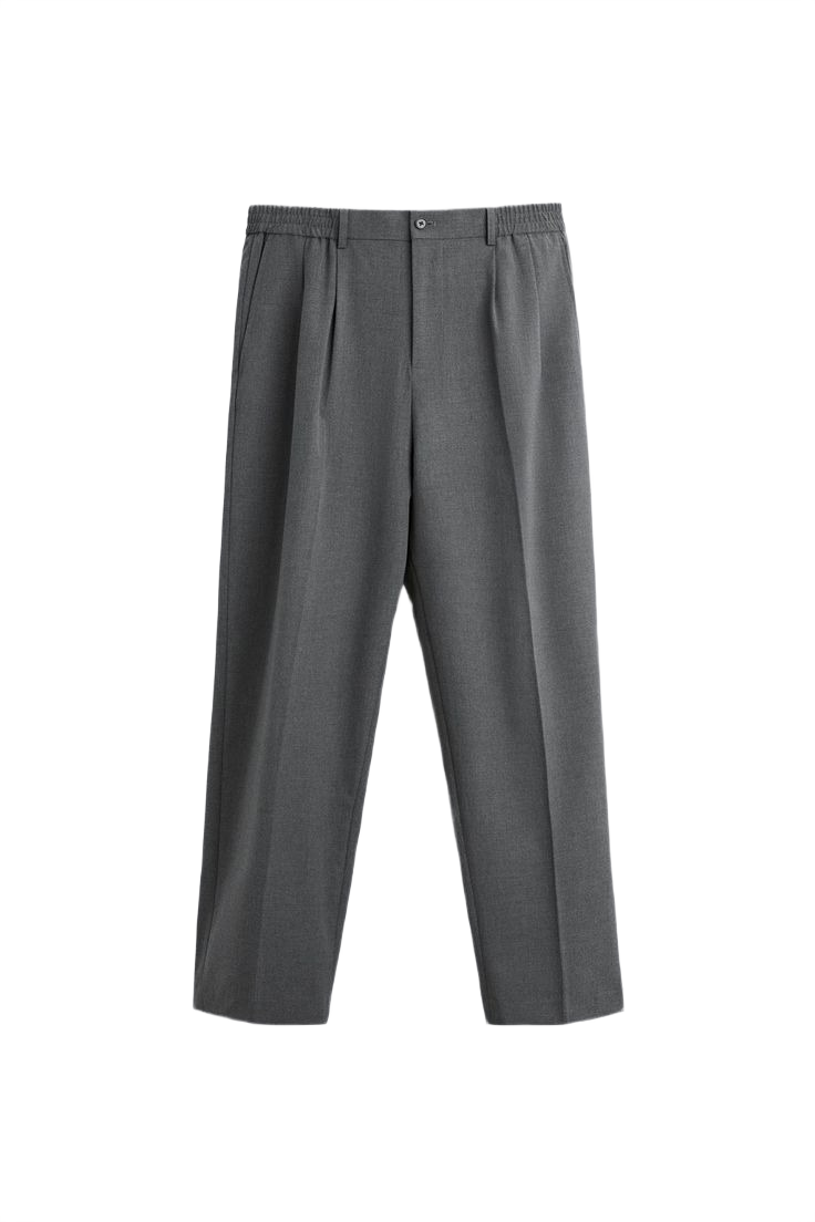 Tailored trousers in twill featuring a zip fly and a button_Elasticated waist, diagonal side pockets, a welt back pocket and legs
