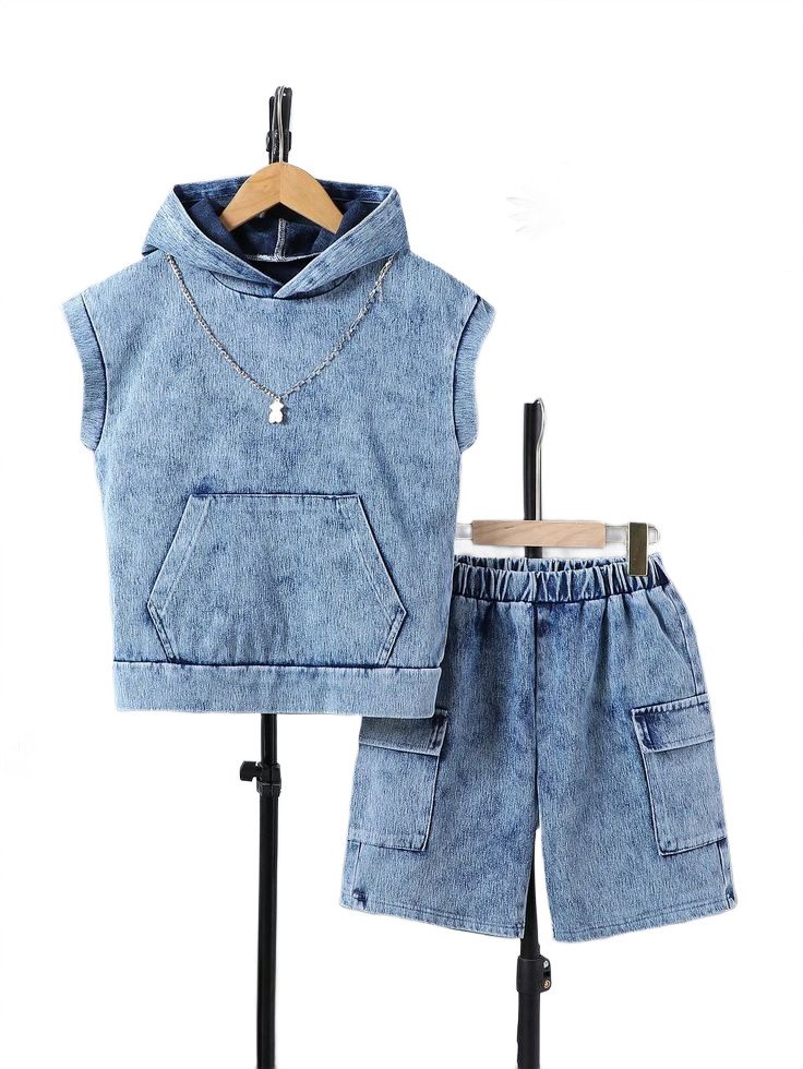 Teen Boys_ Comfortable Knit Denim Outfits For Daily, Sports And Casual Wear