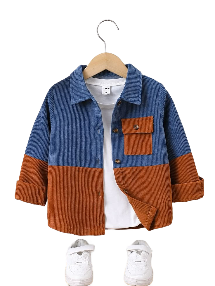 Toddler Boys Two Tone Flap Pocket Shirt Without Tee