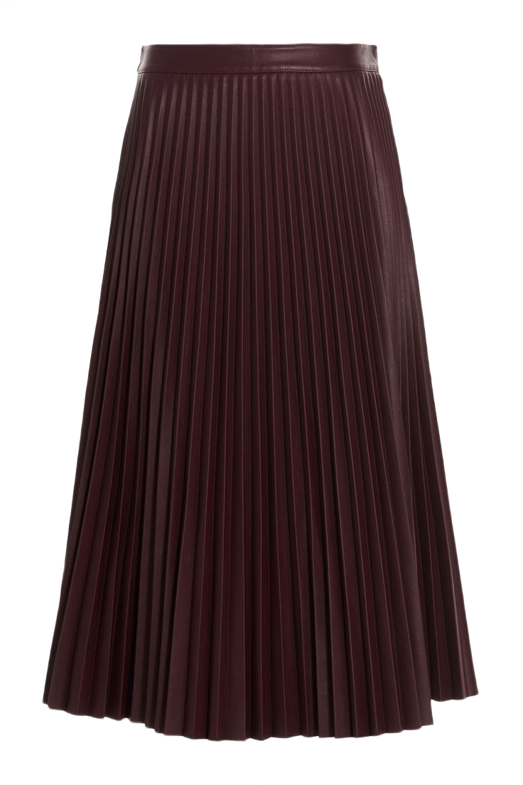 faux leather pleated midi skirt